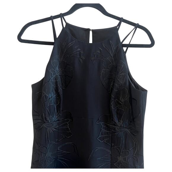 Karen Millen Embroidered Floral Double Strap Pencil Mini Dress Black Size 8 - Picture 4 of 9